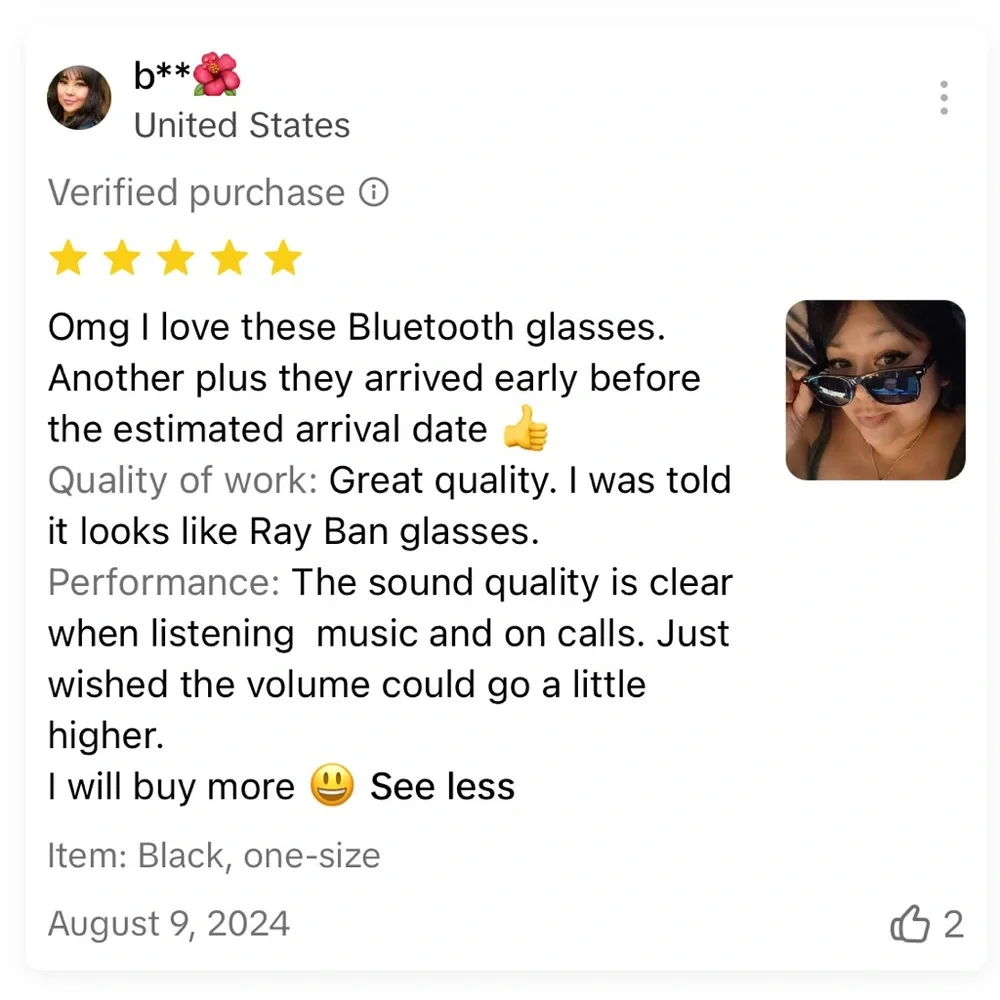 Smart Sunglasses Wireless Headset unisex model